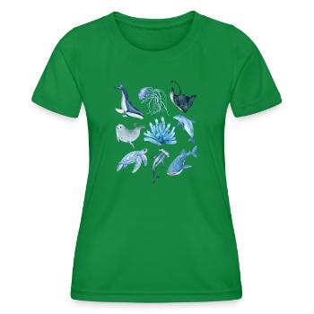 ocean animals - Women's Functional T-Shirt - kelly green - Front - AI Model Female 172 dark (172cm)