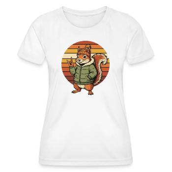 Cooles Eichhörnchen - Winter Retro Design - Frauen Funktions-T-Shirt - Weiß - Vorne - AI Model Female 172 dark (172cm)