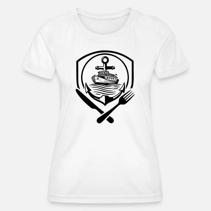 Restaurant Boatman Logo - Women's Functional T-Shirt - white