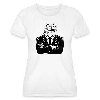 Eagle in a Suit – Leadership Animal Design - T-shirt sport Femme - blanc - Devant - AI Model Female 172 dark (172cm)