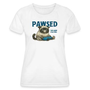 PAWSED le jeu Chat avec manette - T-shirt sport Femme - blanc - Devant - AI Model Female 172 dark (172cm)