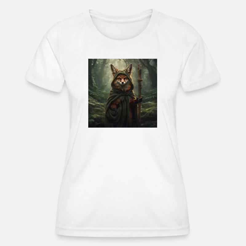 Forest Fox in Druid Cape - Women's Functional T-Shirt - white