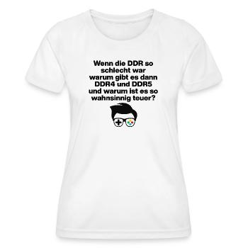 DDR4 & DDR5, NUR FÜR NERDS! GAMER NERDHUMOR ZOCKER - Frauen Funktions-T-Shirt - Weiß - Vorne - AI Model Female 172 dark (172cm)
