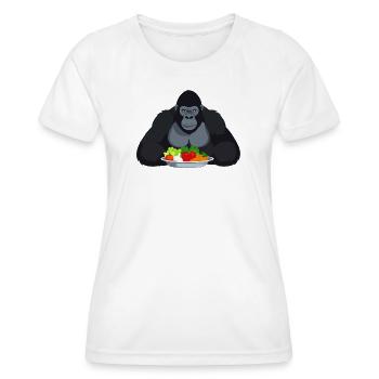Cooler Gorilla mit Gemüseplatte Affe Motiv - Frauen Funktions-T-Shirt - Weiß - Vorne - AI Model Female 172 dark (172cm)