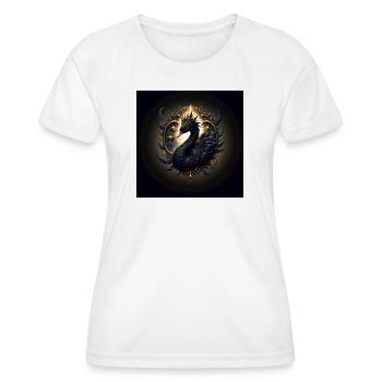Cygne Noir Royal avec Auréole Dorée - T-shirt sport Femme - blanc - Devant - AI Model Female 172 dark (172cm)