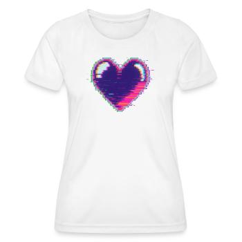 Glitchherz Neon Pixel Liebe Nerd - Frauen Funktions-T-Shirt - Weiß - Vorne - AI Model Female 172 dark (172cm)