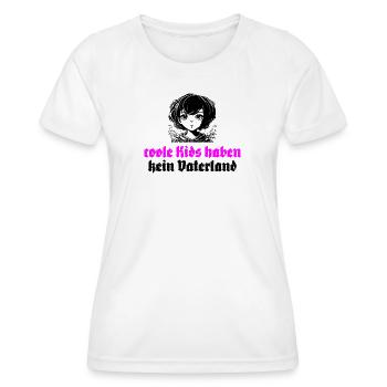 coole Kids haben kein Vaterland - Frauen Funktions-T-Shirt - Weiß - Vorne - AI Model Female 172 dark (172cm)
