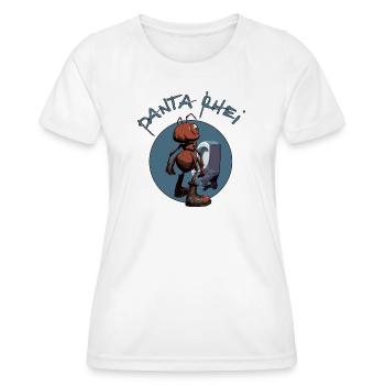 Panta rhei - ant in front of urinal - everything flows - Women's Functional T-Shirt - white - Front - AI Model Female 172 dark (172cm)