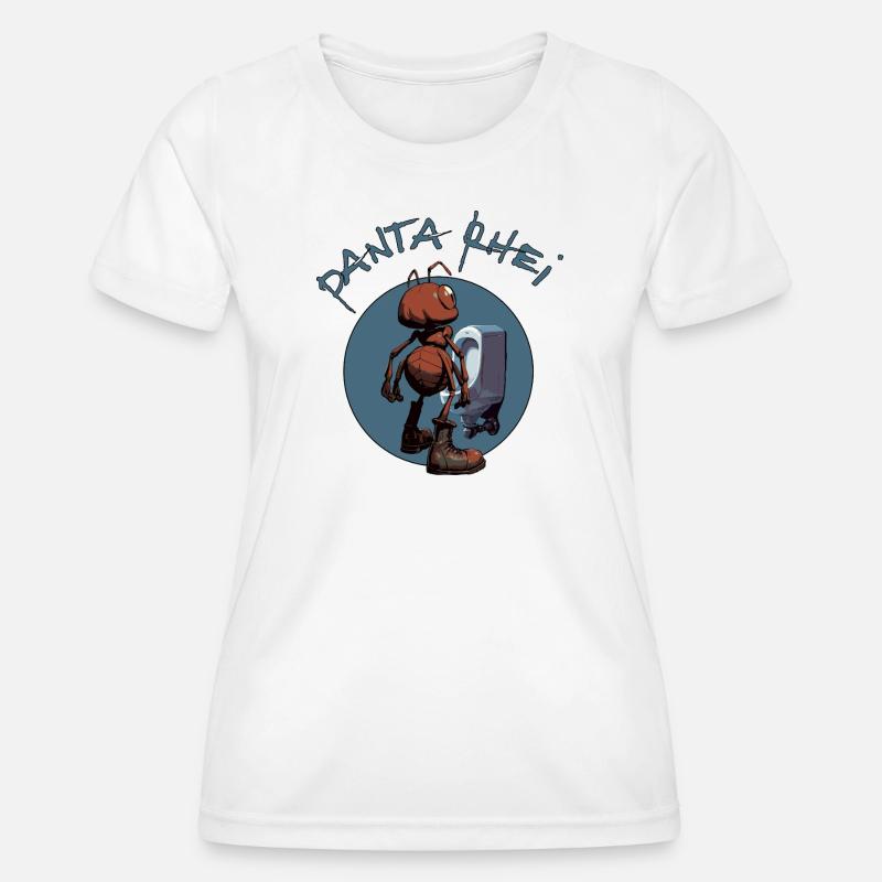 Panta rhei - ant in front of urinal - everything flows - Women's Functional T-Shirt - white