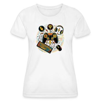 Neon Gaming Controller Motiv - Frauen Funktions-T-Shirt - Weiß - Vorne - AI Model Female 172 dark (172cm)