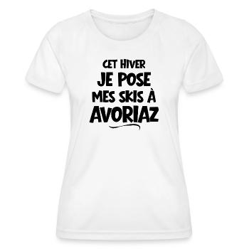 ski area, skiing, Avoriaz - Women's Functional T-Shirt - white - Front - AI Model Female 172 dark (172cm)