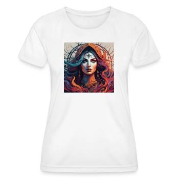 Third Eye magic. Fiery Mystic Portrait - Women's Functional T-Shirt - white - Front - AI Model Female 172 dark (172cm)
