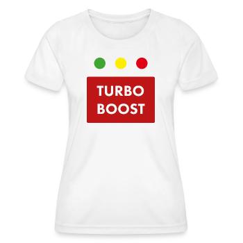 Turbo Boost Retro-Text - Frauen Funktions-T-Shirt - Weiß - Vorne - AI Model Female 172 dark (172cm)