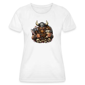 Wikinger Kämpfer mit Bierkrug - Frauen Funktions-T-Shirt - Weiß - Vorne - AI Model Female 172 dark (172cm)