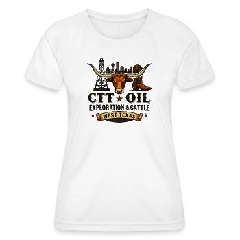 Longhorn West Texas Vintage CTT Oil Exploration - Women's Functional T-Shirt - white - Front - AI Model Female 172 dark (172cm)