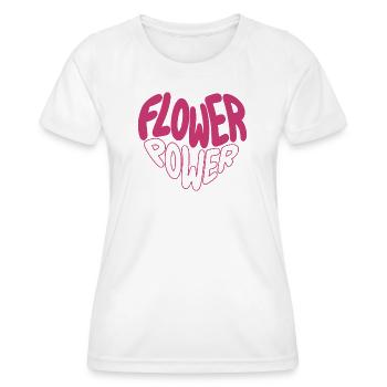Flower Power Pink Font Design - Women's Functional T-Shirt - white - Front - AI Model Female 172 dark (172cm)