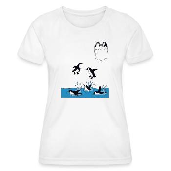 Penguin Jump Into The Water Pocket Design - Women's Functional T-Shirt - white - Front - AI Model Female 172 dark (172cm)