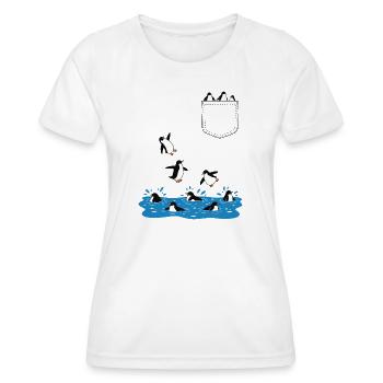 Penguin Jump Into The Water Pocket Design - Women's Functional T-Shirt - white - Front - AI Model Female 172 dark (172cm)