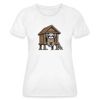 Sloth in Treehouse Illustration - Women's Functional T-Shirt - white - Front - AI Model Female 172 dark (172cm)
