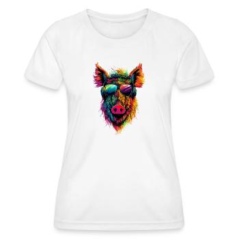 Wild boar Wild boar Wild boar Pig Hunter - Women's Functional T-Shirt - white - Front - AI Model Female 172 dark (172cm)