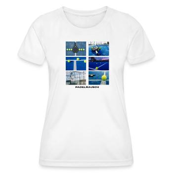 Raie de tennis néon sur court bleu - T-shirt sport Femme - blanc - Devant - AI Model Female 172 dark (172cm)