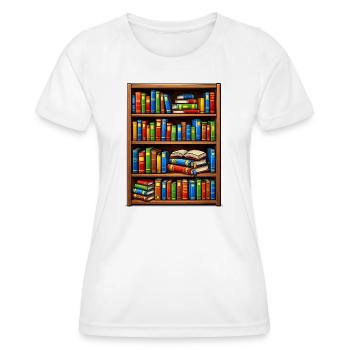 Bookcase Illustrato Library - Women's Functional T-Shirt - white - Front - AI Model Female 172 dark (172cm)