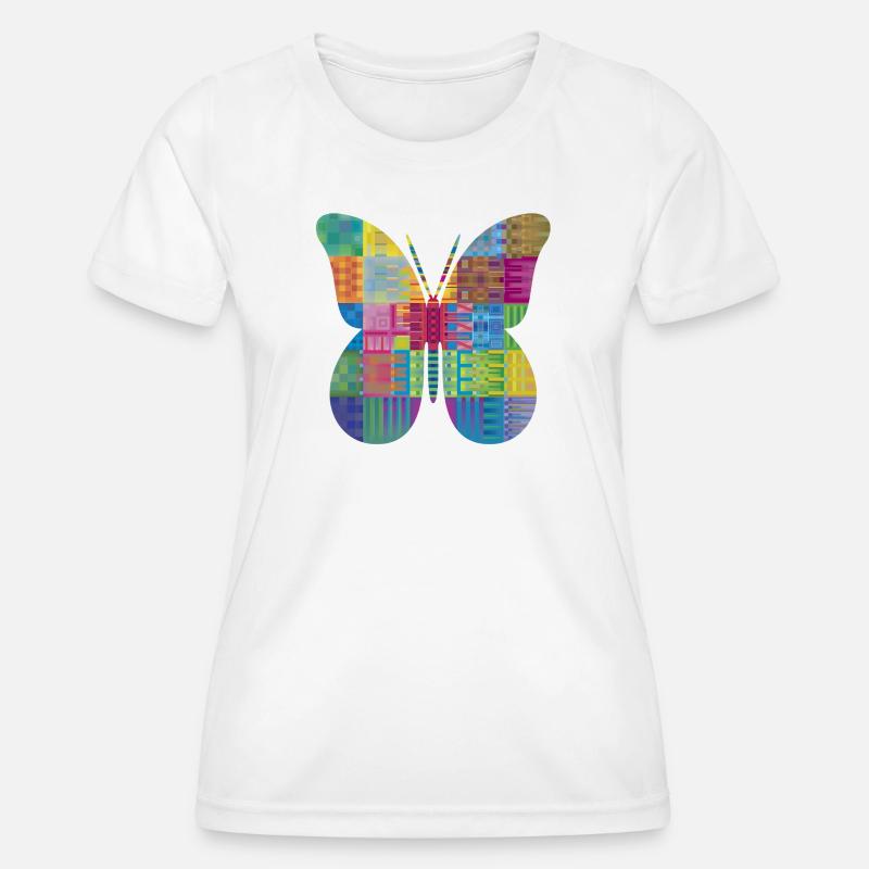 Colorful Patchwork Butterfly - Women's Functional T-Shirt - white