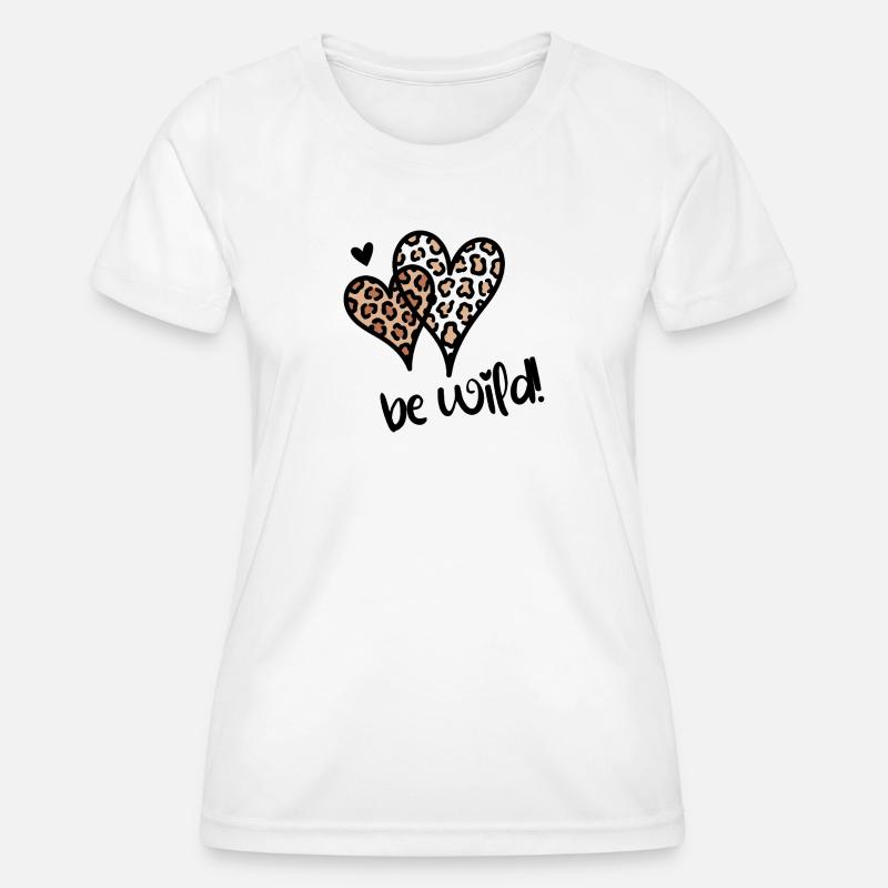 Be Wild Leopard Hearts - Women's Functional T-Shirt - white