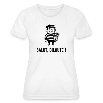 Salut biloute - T-shirt sport Femme - blanc - Devant - AI Model Female 172 dark (172cm)