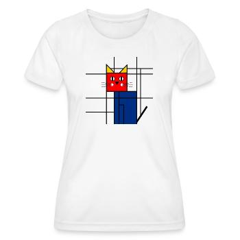 Abstract Cat Art - Geometric Mondrian - Women's Functional T-Shirt - white - Front - AI Model Female 172 dark (172cm)