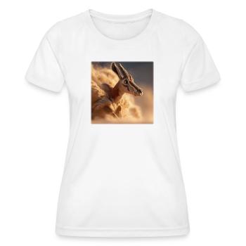 Antilope im Sandsturm – Schnelligkeit & Instinkt - Frauen Funktions-T-Shirt - Weiß - Vorne - AI Model Female 172 dark (172cm)