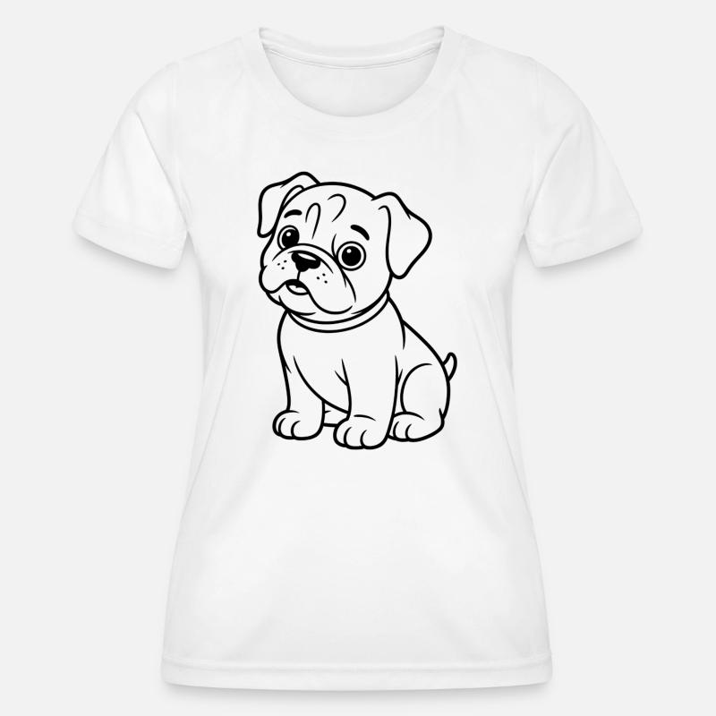 Pug Contour Drawing: Cute Snout - Women's Functional T-Shirt - white