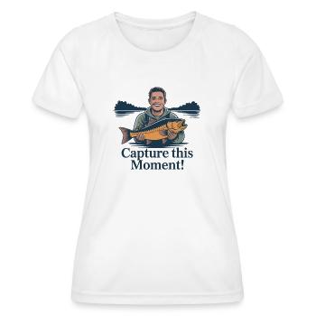 Capturez ce moment : la pêche - T-shirt sport Femme - blanc - Devant - AI Model Female 172 dark (172cm)