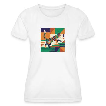 Jeu géométrique des couleurs du tigre - T-shirt sport Femme - blanc - Devant - AI Model Female 172 dark (172cm)