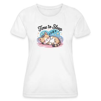 Cute Sleep Shirt Cat Time To Sleep - Women's Functional T-Shirt - white - Front - AI Model Female 172 dark (172cm)