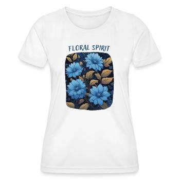 Fleurs Bleues - T-shirt sport Femme - blanc - Devant - AI Model Female 172 dark (172cm)