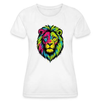 Lion sauvage coloré - Art couleurs Pop - T-shirt sport Femme - blanc - Devant - AI Model Female 172 dark (172cm)