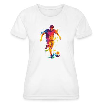 Explosion colorée de la couleur des coups de pied au football - T-shirt sport Femme - blanc - Devant - AI Model Female 172 dark (172cm)