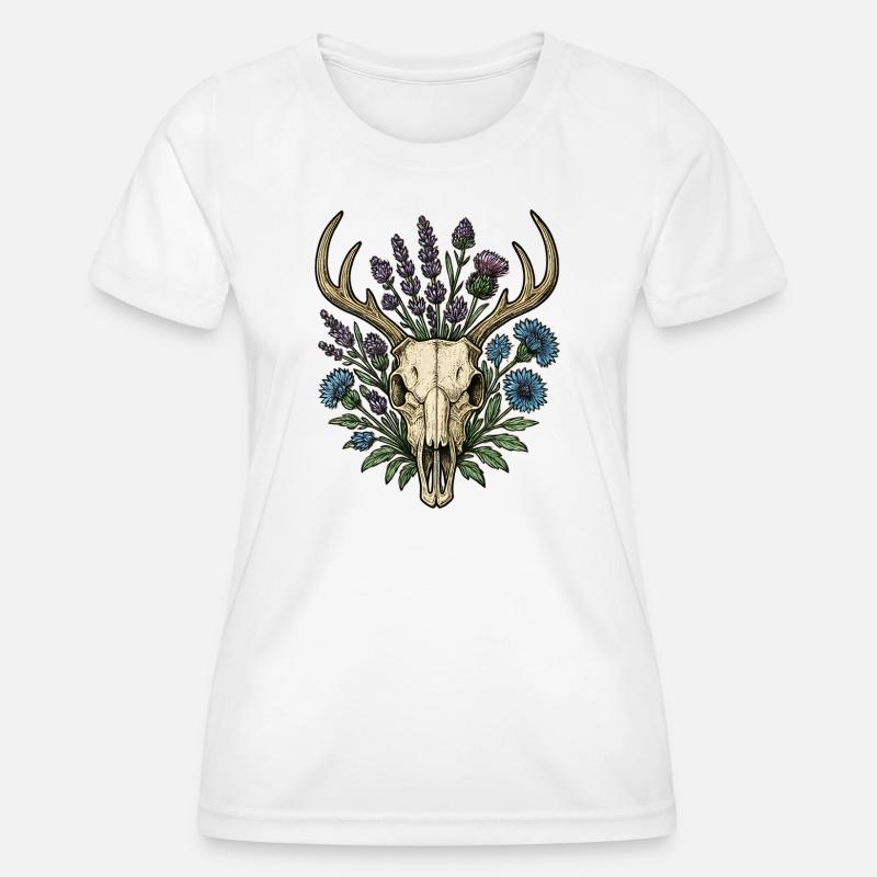 Deer bones with flower wreath - Women's Functional T-Shirt - white
