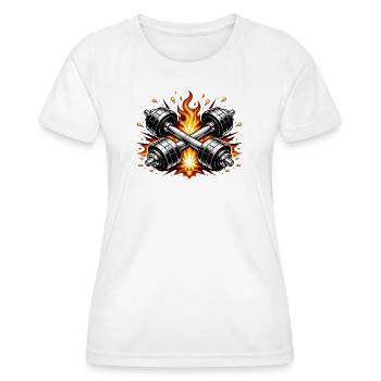 Flaming dumbbells - Women's Functional T-Shirt - white - Front - AI Model Female 172 dark (172cm)