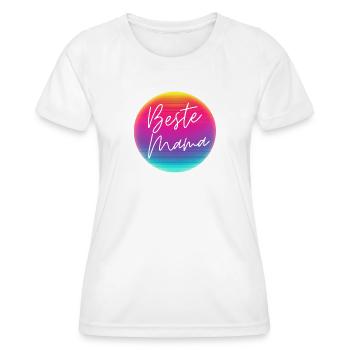 Beste Mama! Neon Kreis Personalisierbar - Frauen Funktions-T-Shirt - Weiß - Vorne - AI Model Female 172 dark (172cm)