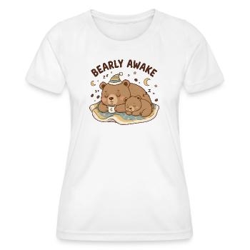 Bearly Awake Kaffee Bär Schlafmütze Design - Frauen Funktions-T-Shirt - Weiß - Vorne - AI Model Female 172 dark (172cm)