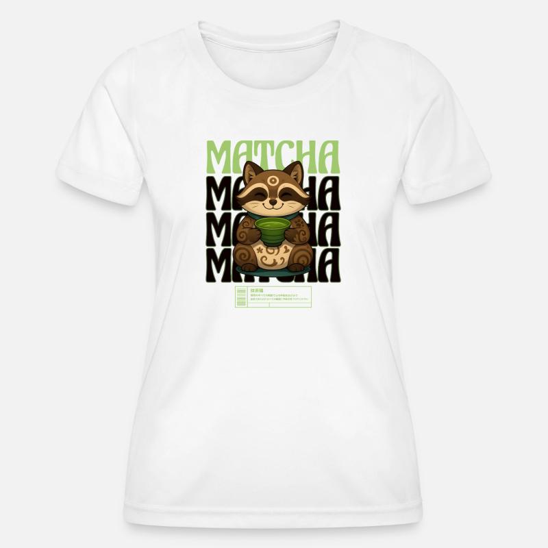 Matcha Kitten Maneki Neko - Women's Functional T-Shirt - white