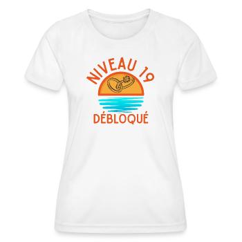 Level 19 Unlocked, a creative and joyful touch - Women's Functional T-Shirt - white - Front - AI Model Female 172 dark (172cm)