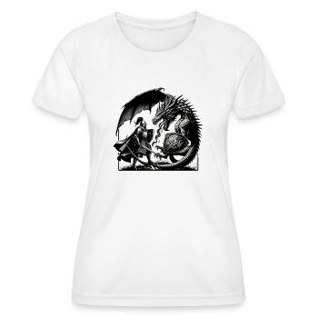 Ritter gegen Drache im Schwarzweiß-Duell - Frauen Funktions-T-Shirt - Weiß - Vorne - AI Model Female 172 dark (172cm)