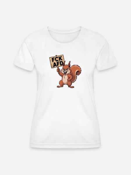 FCK AFD - Antifa Eichhörnchen Tee - Frauen Funktions-T-Shirt - Weiß