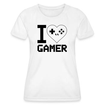 I Love Gamer - Frauen Funktions-T-Shirt - Weiß - Vorne - AI Model Female 172 dark (172cm)