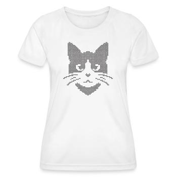Gepunktete Katzengesicht-Silhouette - Frauen Funktions-T-Shirt - Weiß - Vorne - AI Model Female 172 dark (172cm)