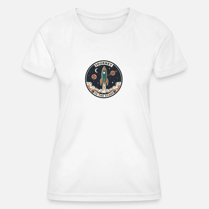 Rocket Journey to the Starry Sky Patch - Women's Functional T-Shirt - white
