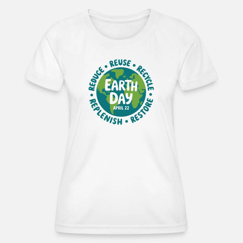 Earth Day Emblem: Reduce Reuse Recycle - Women's Functional T-Shirt - white